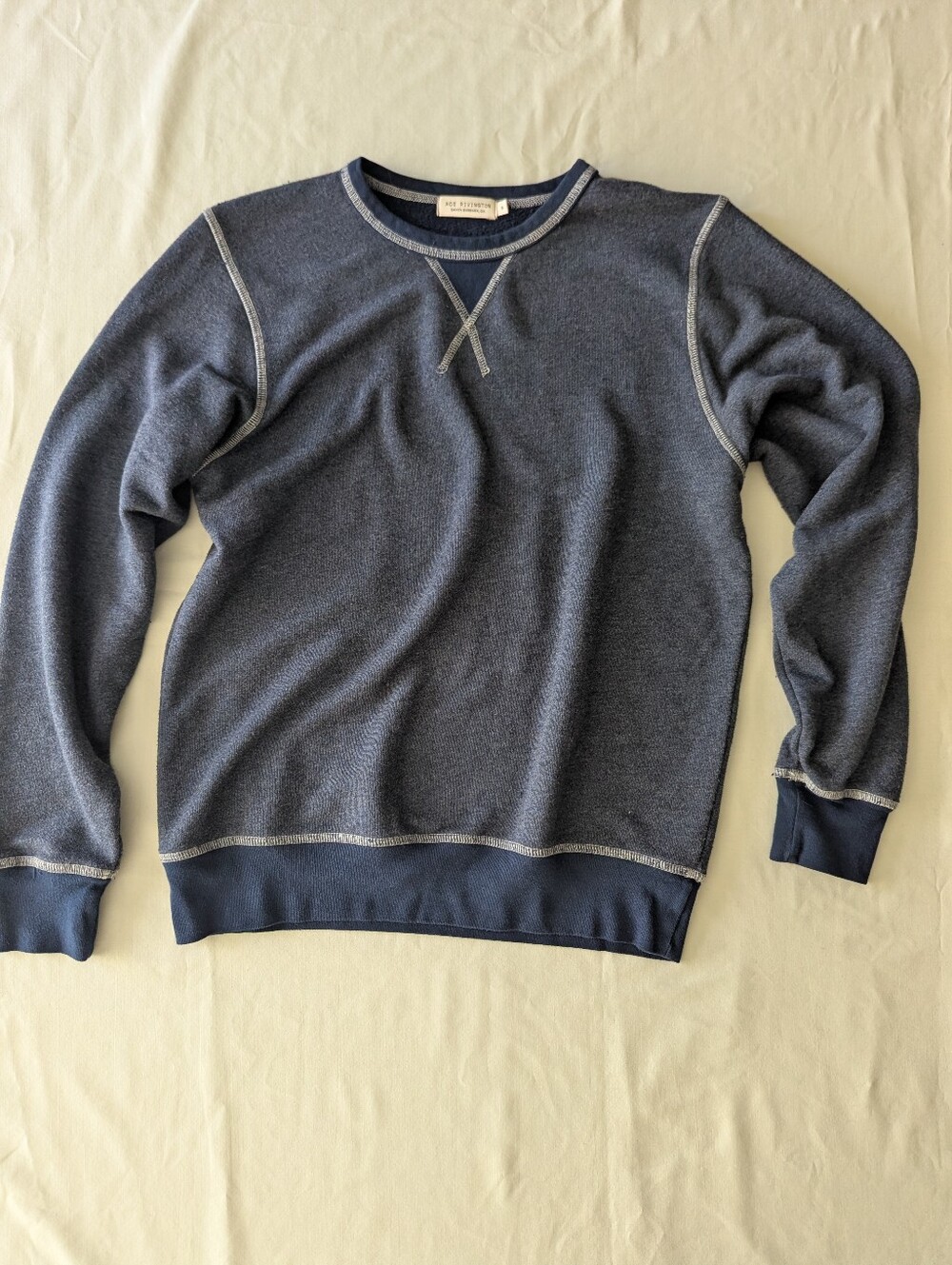 Ace Rivington Vintage Crewneck Sweatshirt In Washed Navy